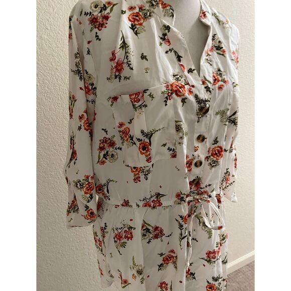 MPH Collection Floral Rose Petite Flower Tie Waist Top Blouse Shirt Size 2X - Picture 7 of 9